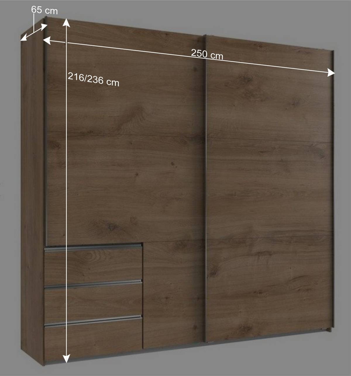Holz Look Kleiderschrank mit drei Schubladen - Dagidoyo
