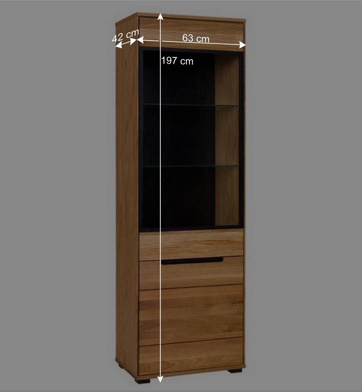 63x197x42 Wohnzimmervitrine 2-türig - Sennya