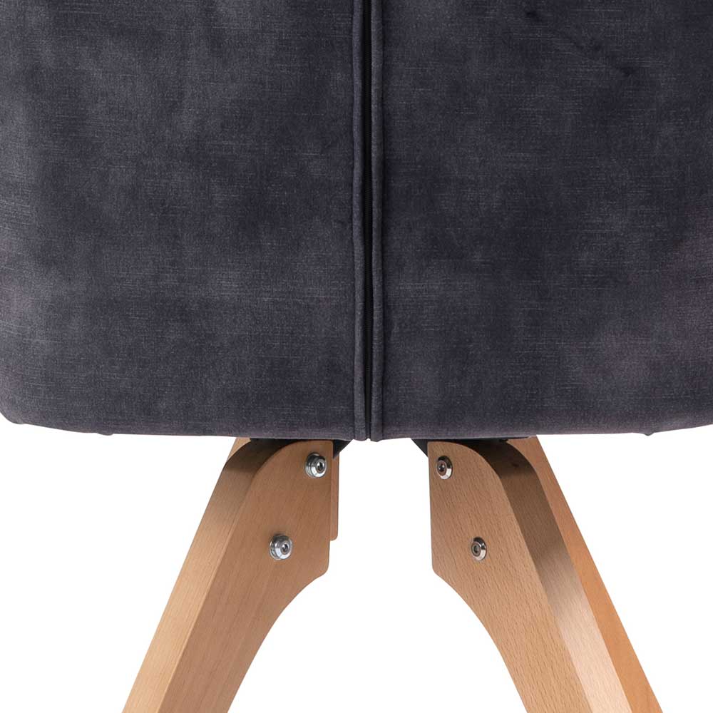 Esstisch Sessel in Schwarz Vintage Samt - Coolia