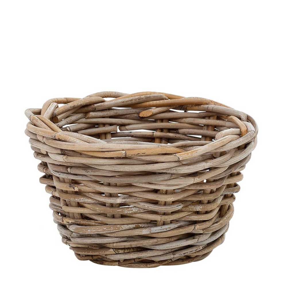 Dekorativer Korb aus Rattan in Graubraun mit rustikalem Charme – Vodenas
