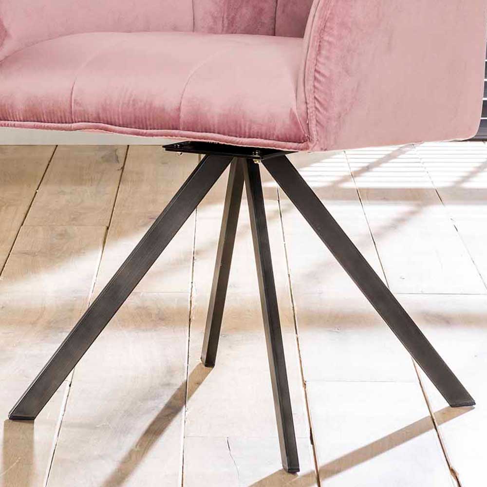 Moderner Tischsessel in Rosa Samt - Lina (2er Set)