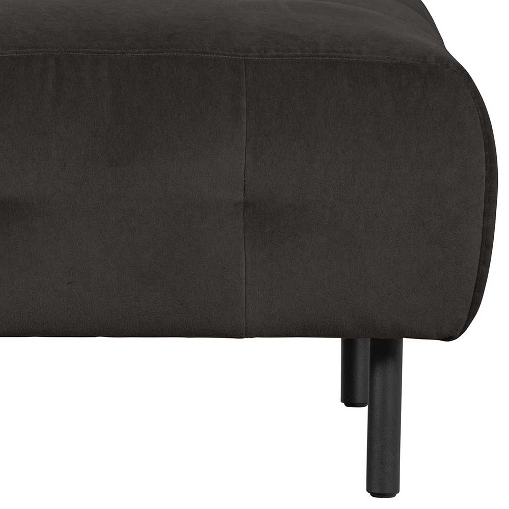 90x45x90 Samt Sitzhocker in Graubraun - Centur