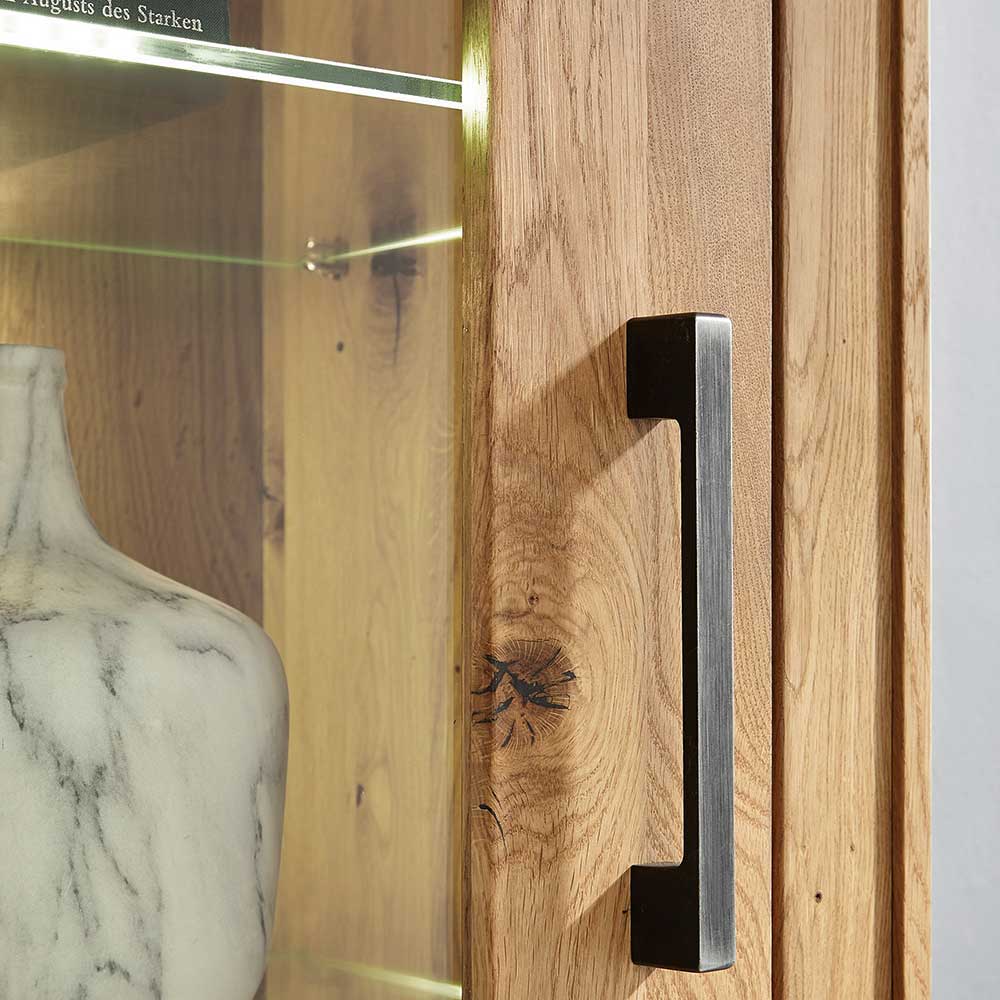 Wildeiche Vitrine Troncon mit 201 cm Höhe