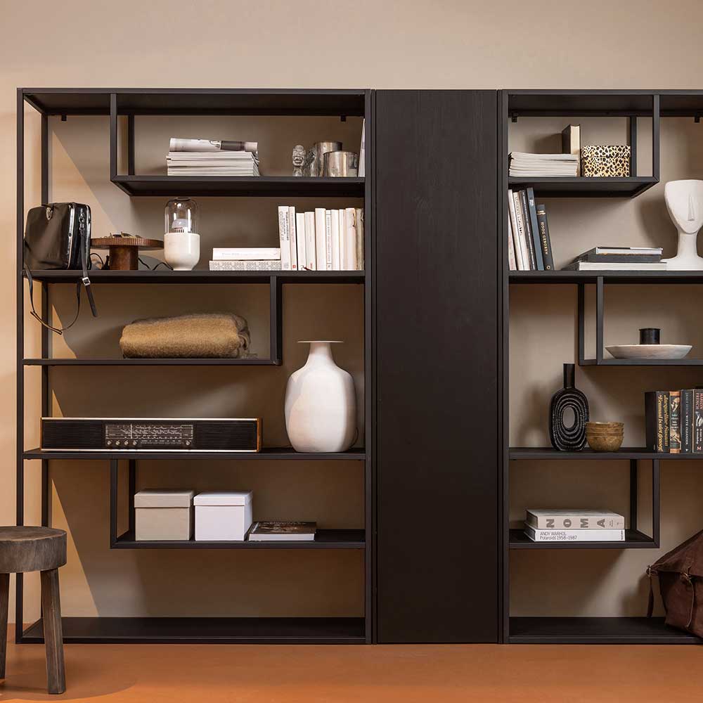 44x188x35 cm 1-türiger Schrank in Schwarz lackiert - Riley
