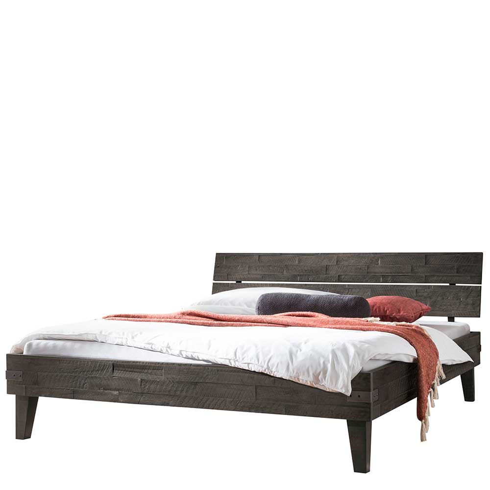 Holzbett aus Akazie in Grau Antik Finish - Jasefiana