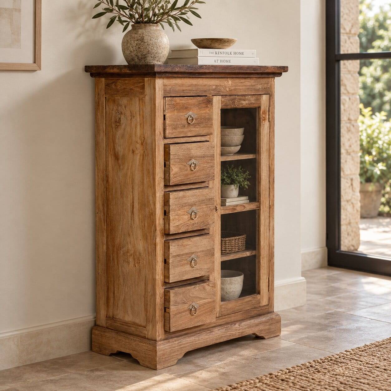 Brotschrank Mangato aus Teak Massivholz