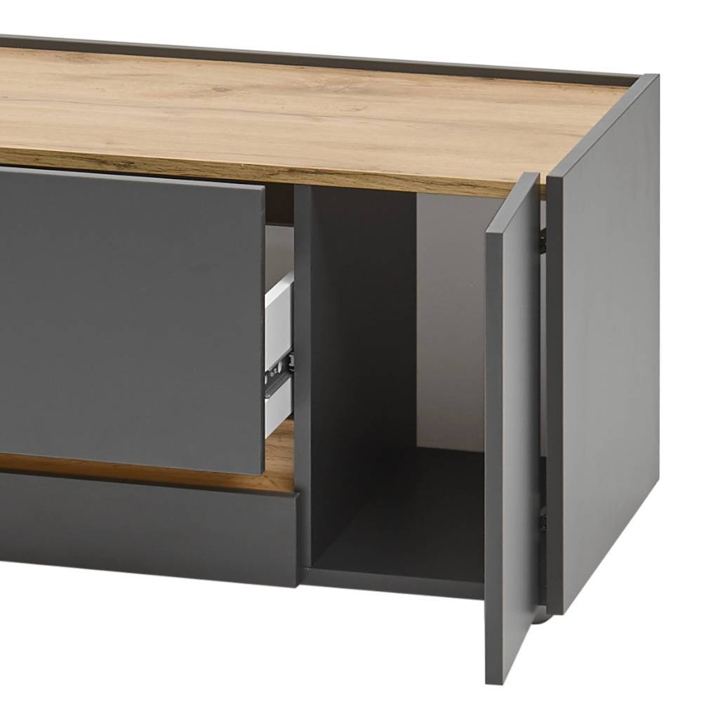 140cm breiter TV Unterschrank in Anthrazit - Ahilav