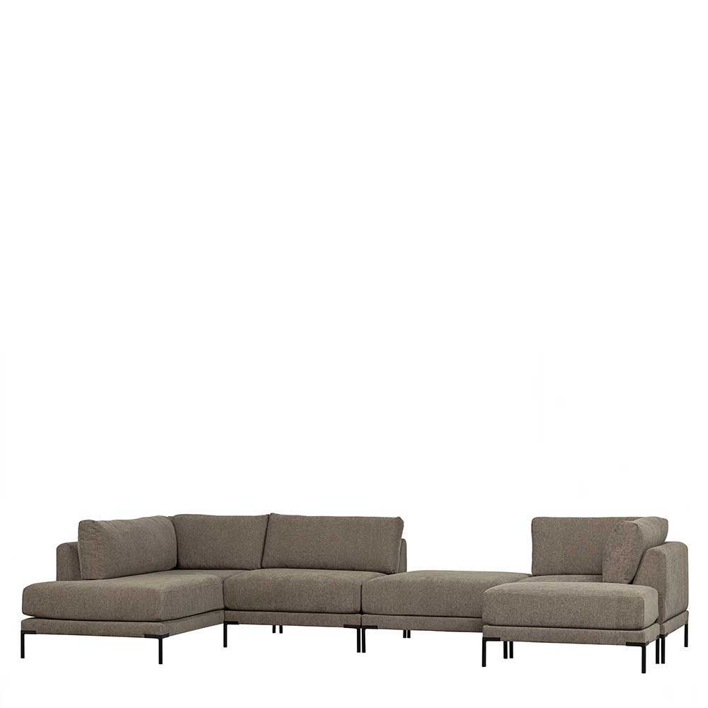 Polsterhocker in Taupe Stoff - 50x44x100 cm - Birte