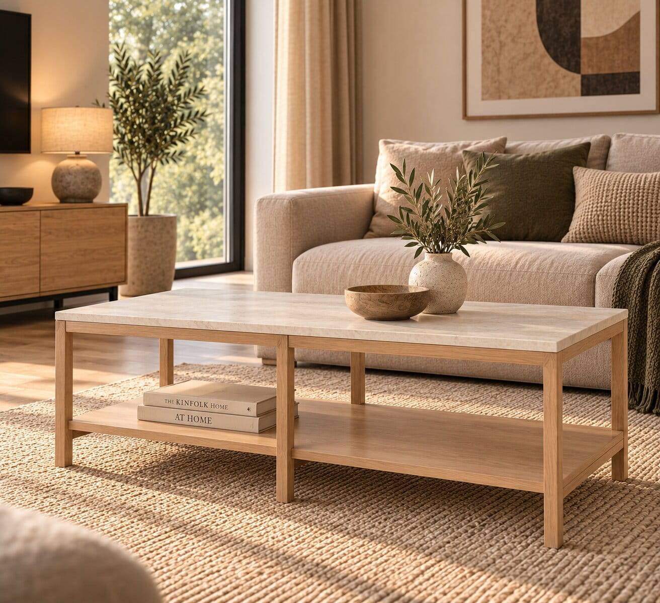 Travertin Couchtisch 140x45x60 cm - Brectan