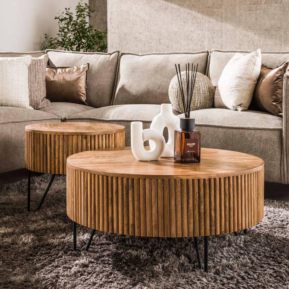 Couchtisch Duo aus Mangoholz - Alde (zweiteilig)