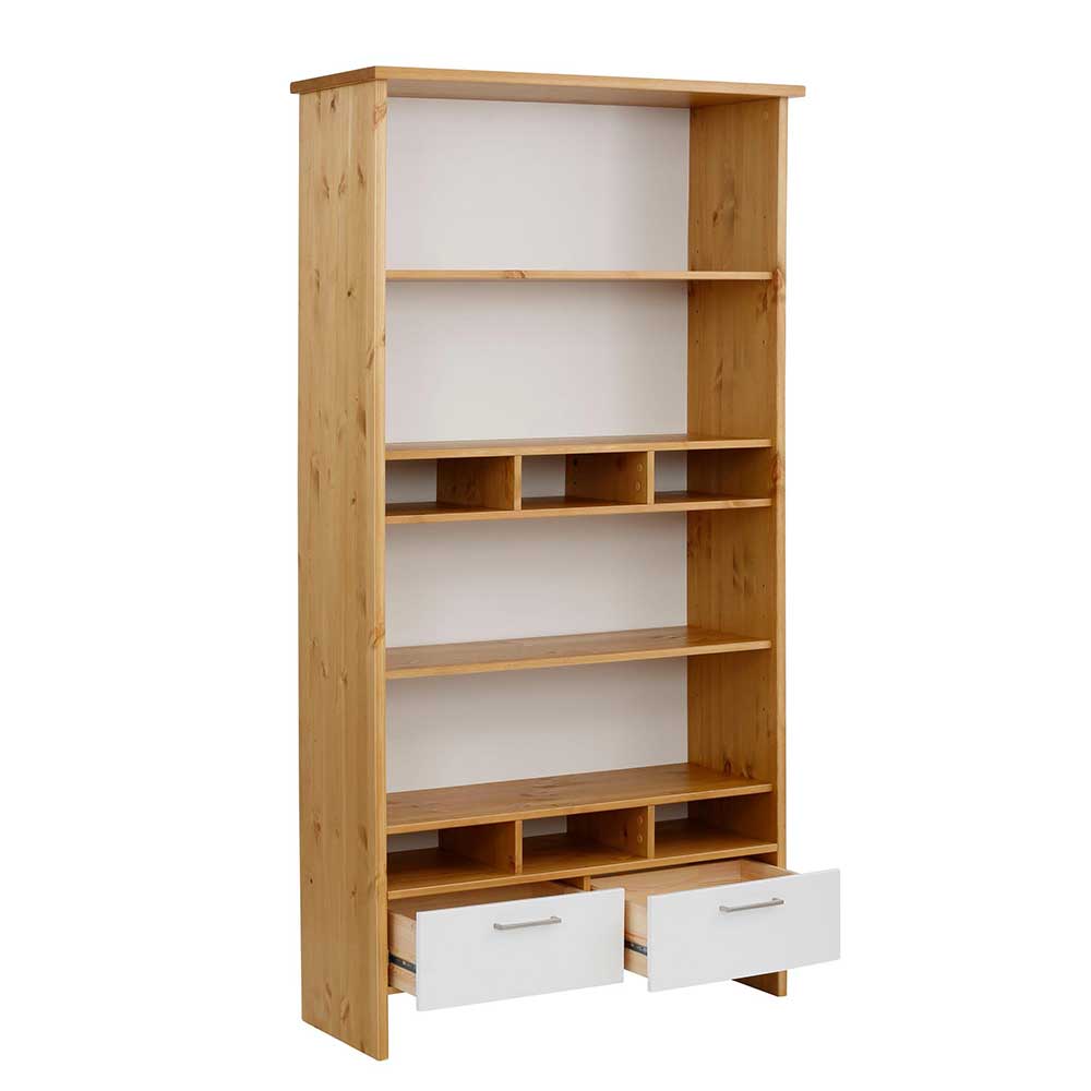 102x188x39 Standregal in Weiß & Honig - Enjes