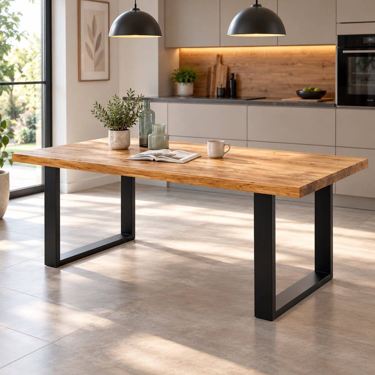 200x100 Esszimmertisch mit U-Gestell Schwarz - Arello