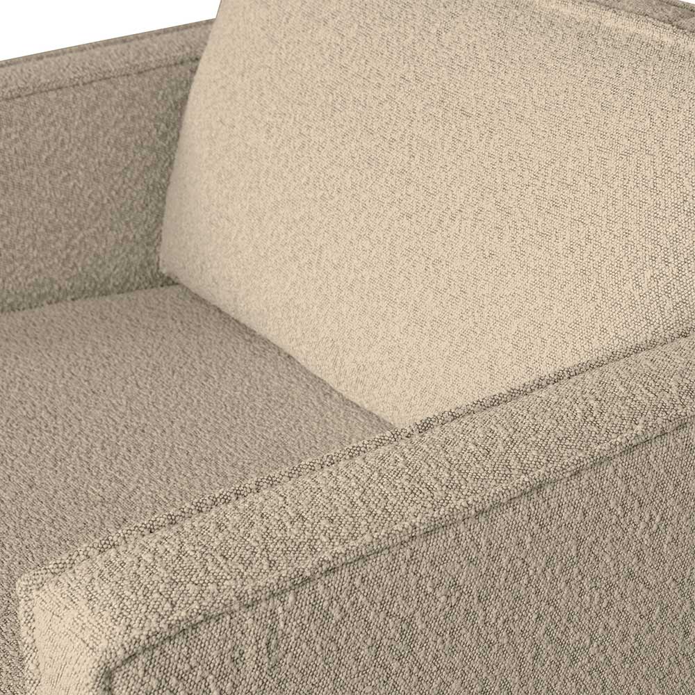 Kantiger Sessel aus Boucle in Beige - Glamoure