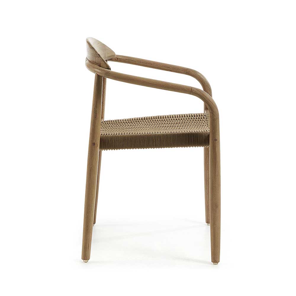 Holzstuhl mit geflochtenem Sitz Cinco aus Kordel Beige (4er Set)