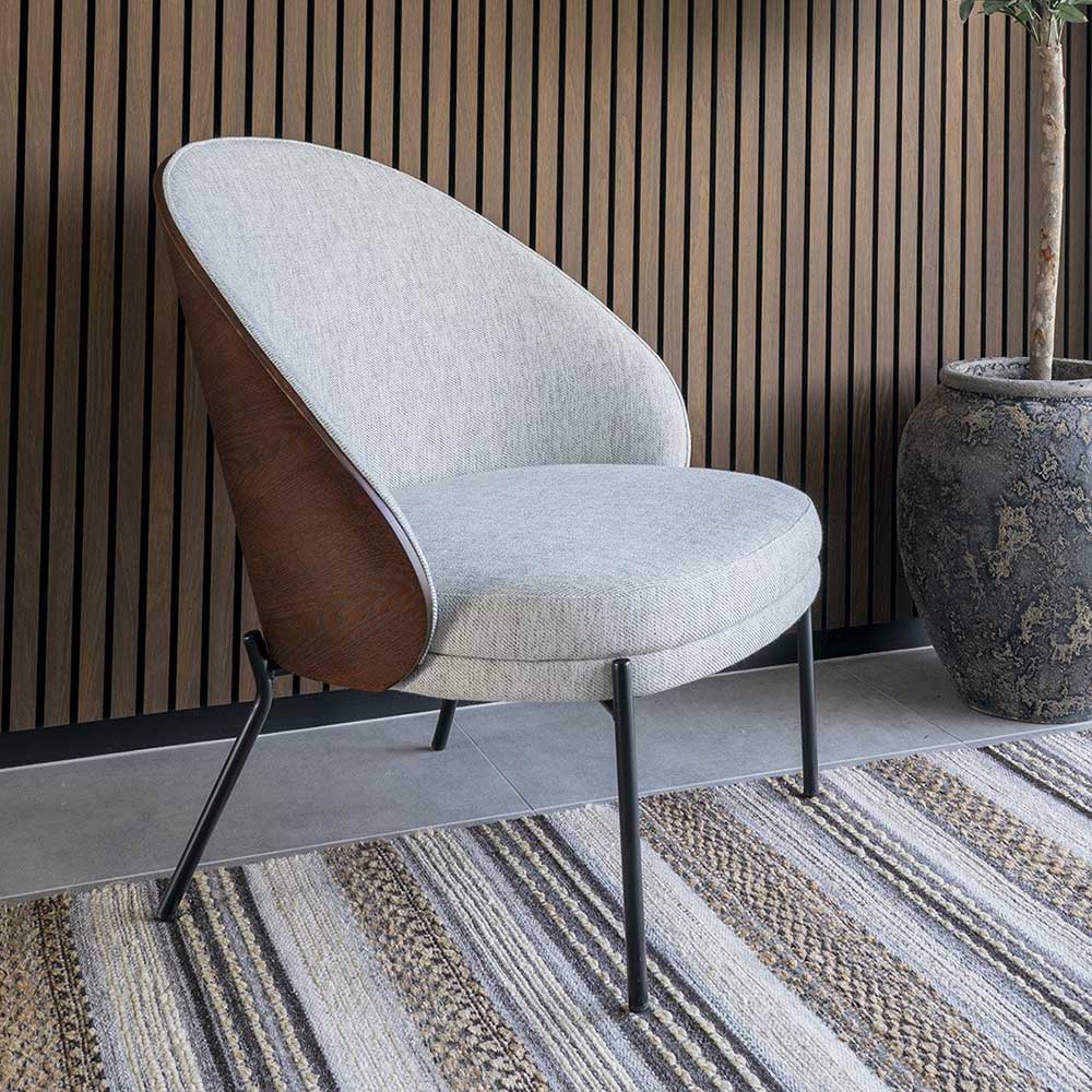 Scandi Chic Loungesessel in Hellgrau und Dunkelbraun - Cleverline