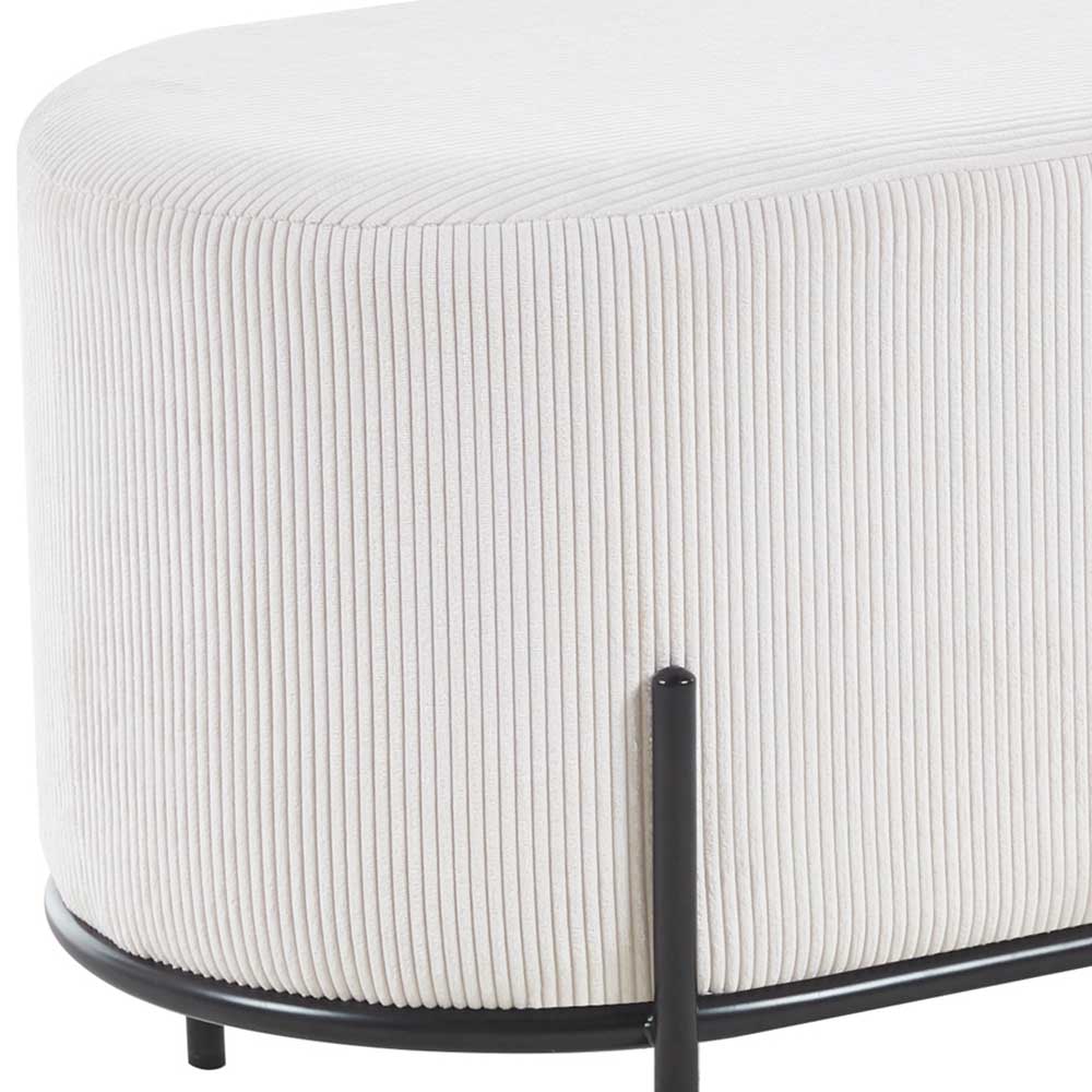 Ovaler Cord Hocker in Beige - Eglesio