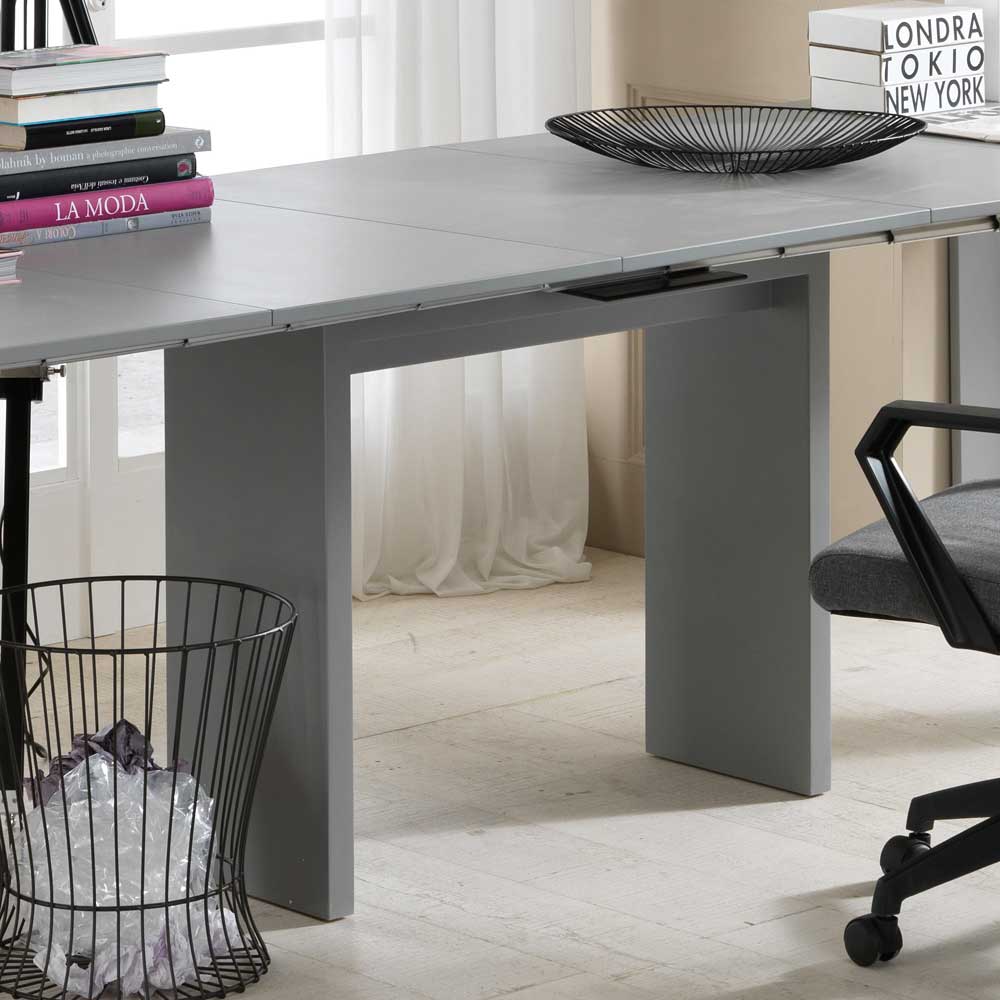 Moderner grauer Esstisch mit ausziehbarer Platte und minimalistischem Design im Wohnzimmer – Greeka