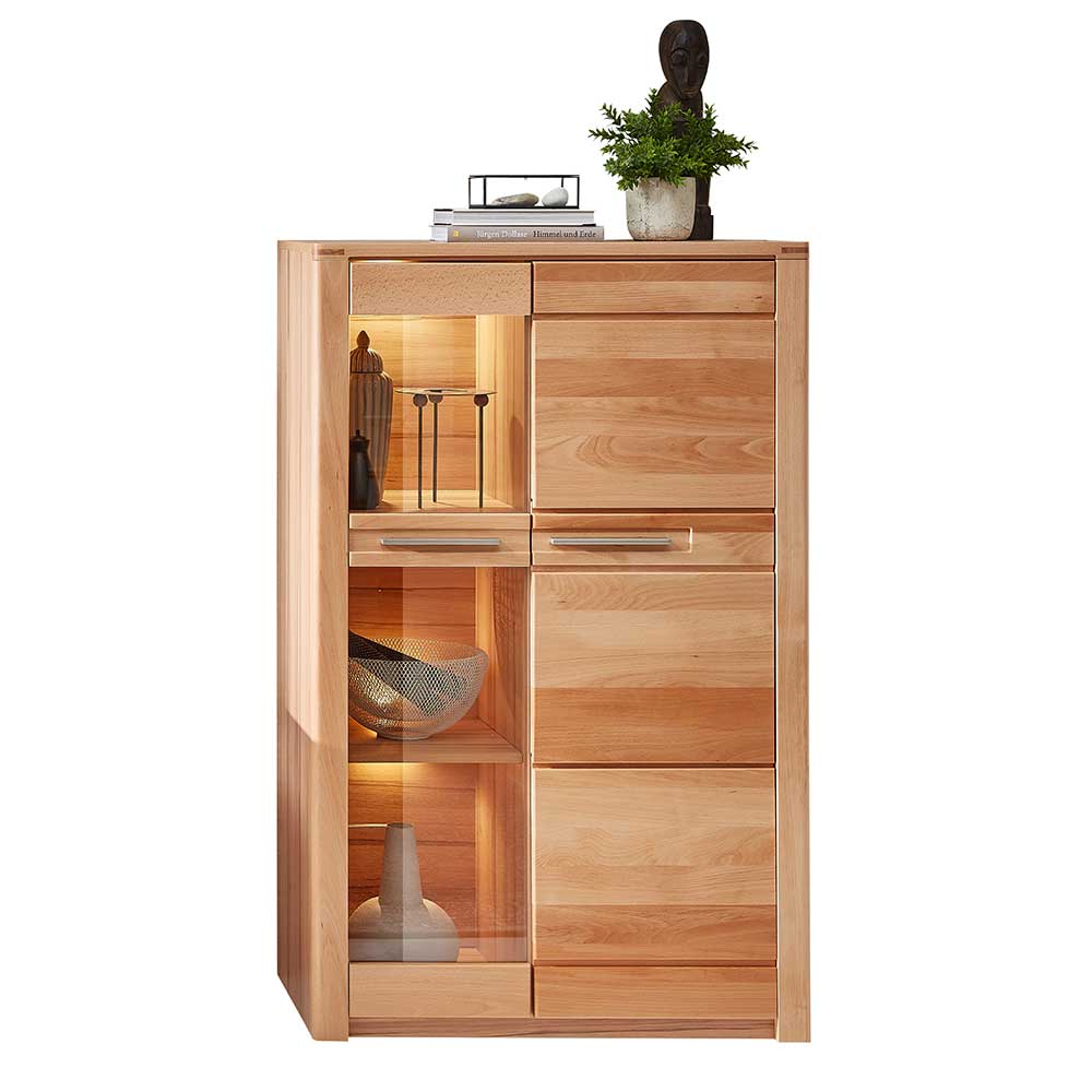 Highboard mit Glaseinsatz und LED Licht - Amyonta
