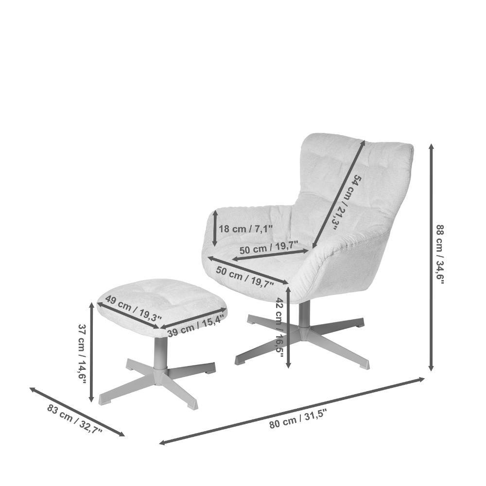 Sessel und Hocker Set drehbar - Evillar (zweiteilig)
