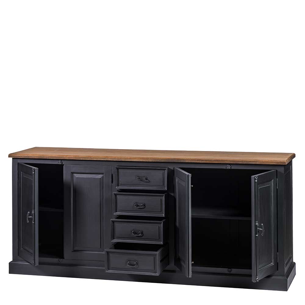 220x96x53 Vintage Design Anrichte in Schwarz - Niovan