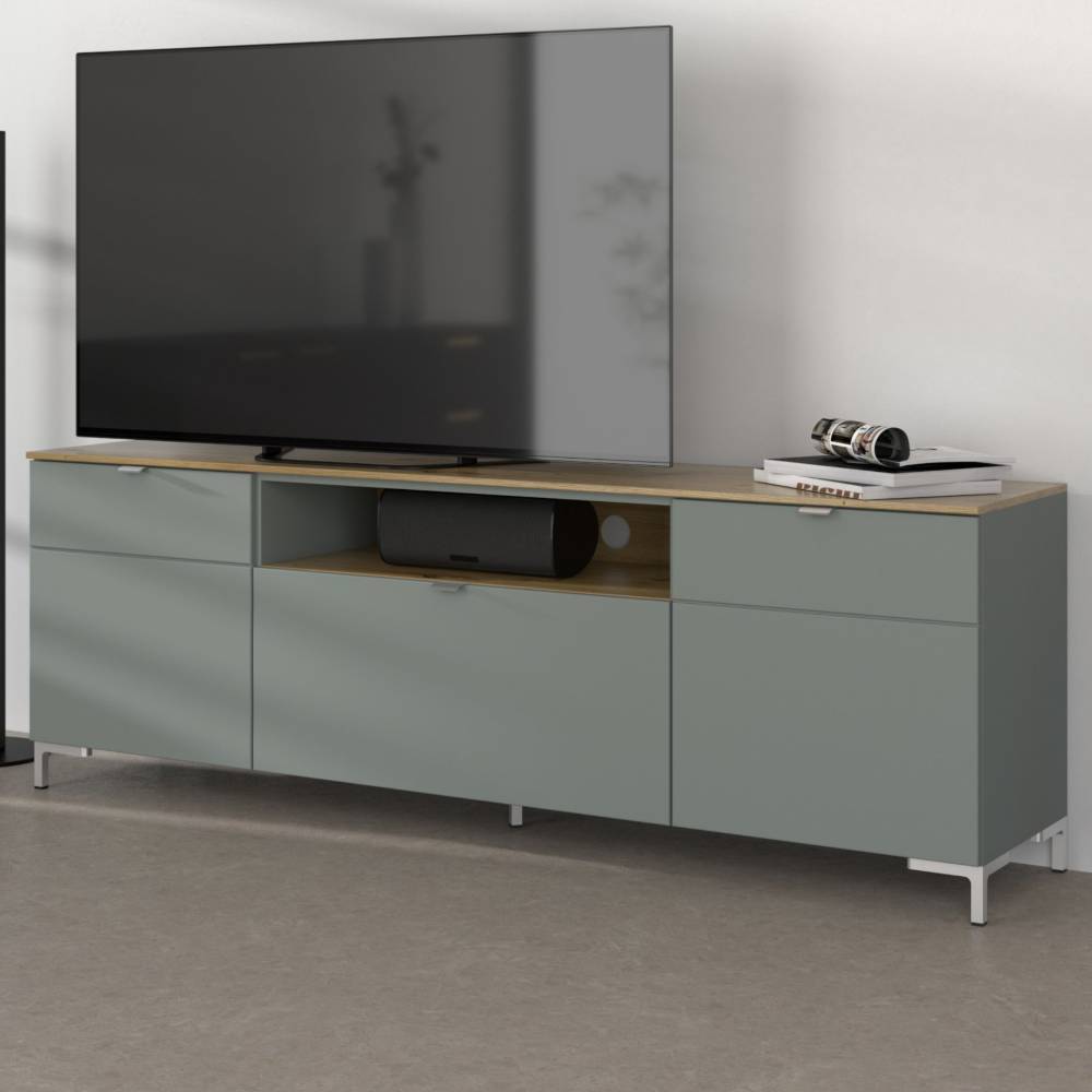 TV Sideboard in Graugrün und Wildeiche Optik - Anthros