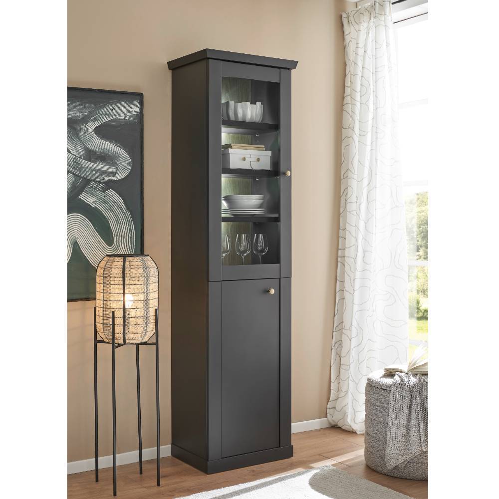 Modern Country Standvitrine in Mattschwarz - Lulumo