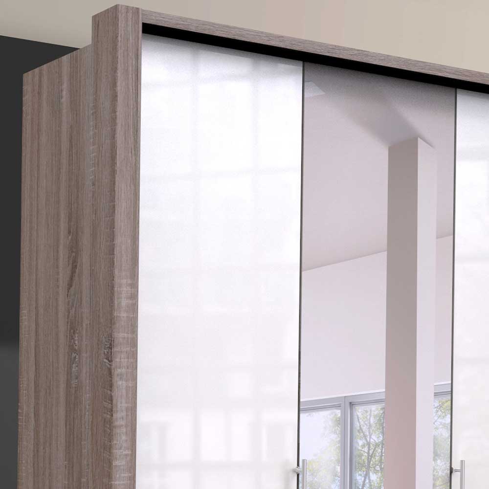 Jugendzimmer Kleiderschrank mit Spiegel & Glas Weiß - Empresian