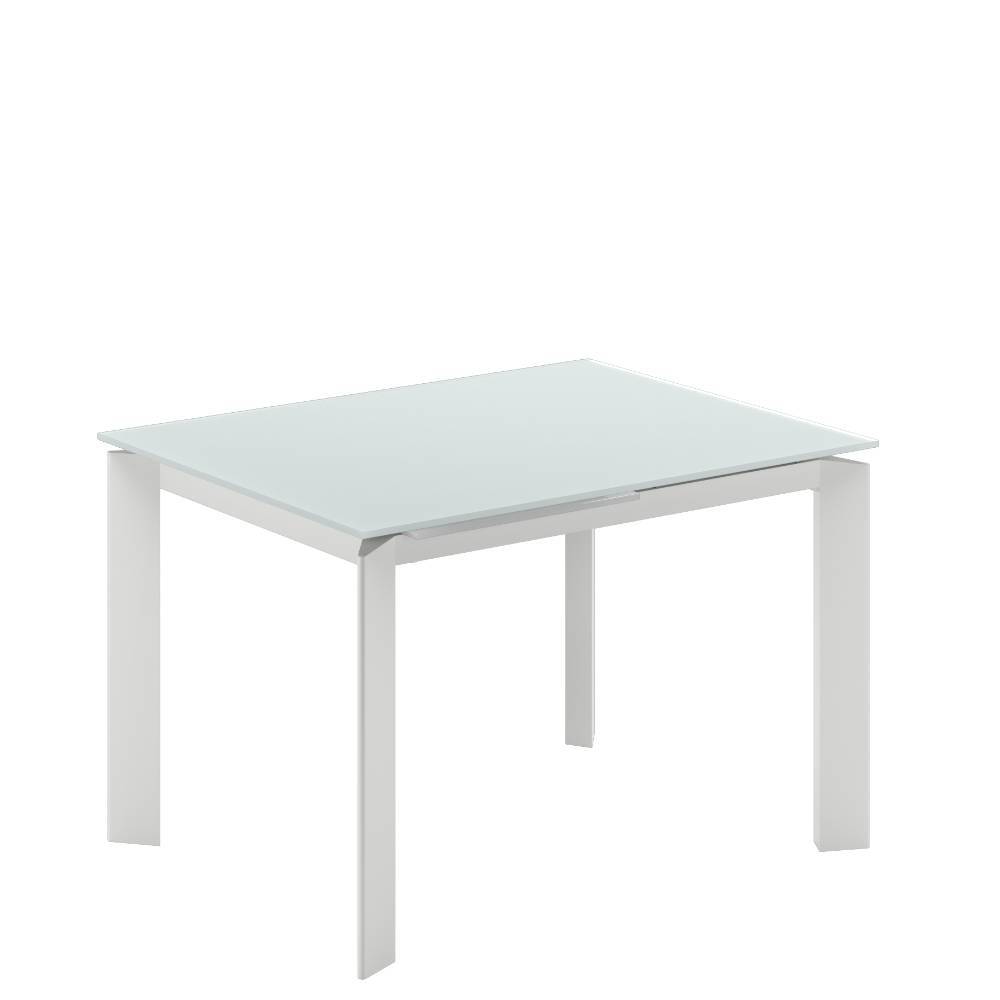 Weißer Glas-Esstisch verlängerbar - Feconda
