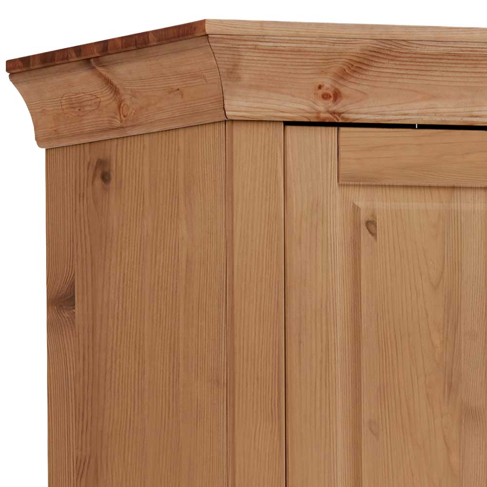 Kinder Kleiderschrank Oberseite mit elegantem Kranzprofil aus Kiefer Laugefarben – Piatra