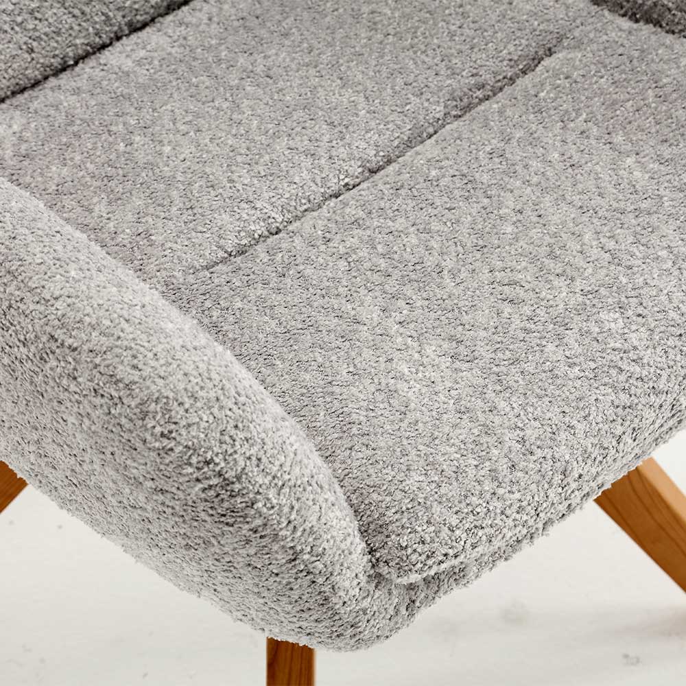 Boucle Armlehnstuhl mit Holz-Drehgestell - Udolph (2er Set)