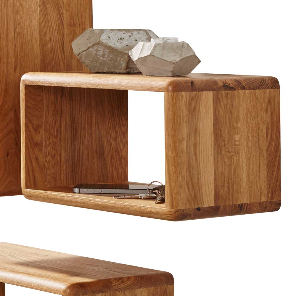 Massivholz Wandregal Set Uvinessa aus Wildeiche (dreiteilig)