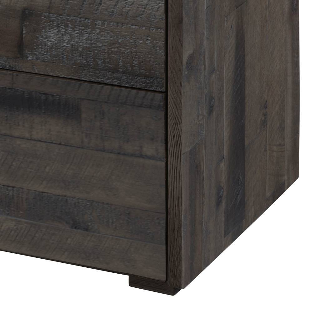 Unterer Bereich der Industrial Kommode aus Akazie in Grau Vintage mit Holzmaserung – Kaziatas
