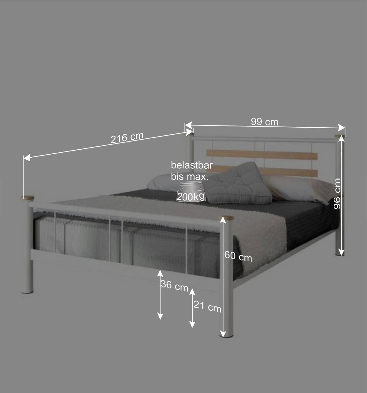 Jugendbett Nuro in Weiß Stahl