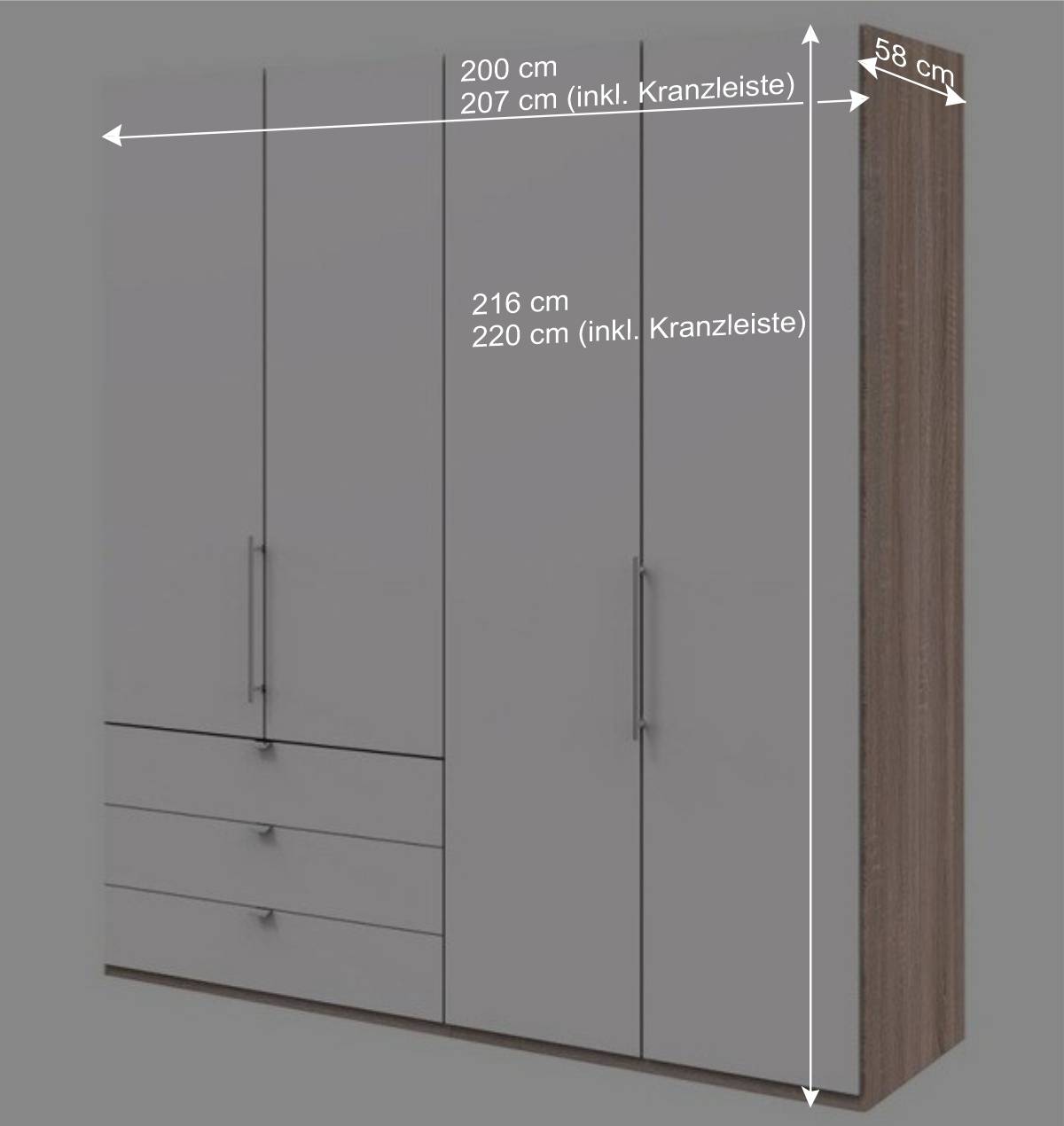 Kleiderschrank kombiniert 2 Falttüren - Vaclyn