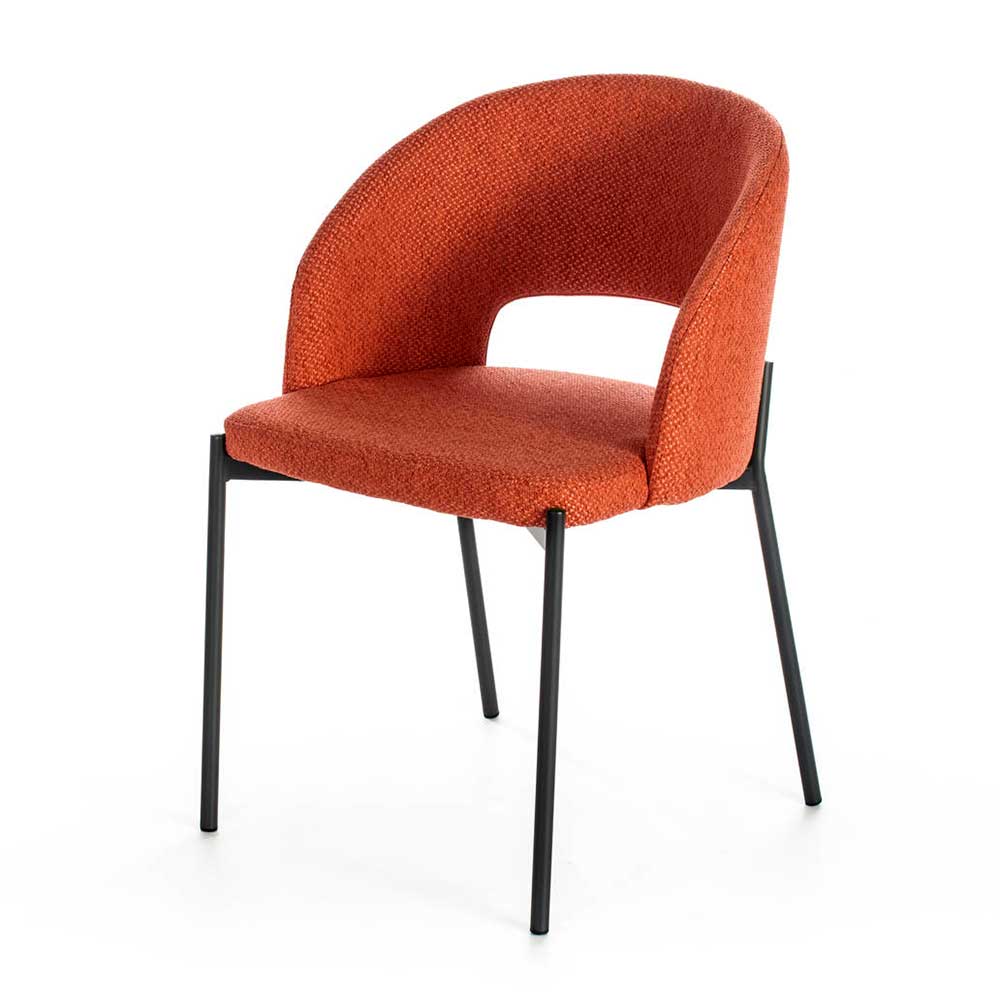 Strukturstoff Polsterstuhl in Orange - Megida (2er Set)