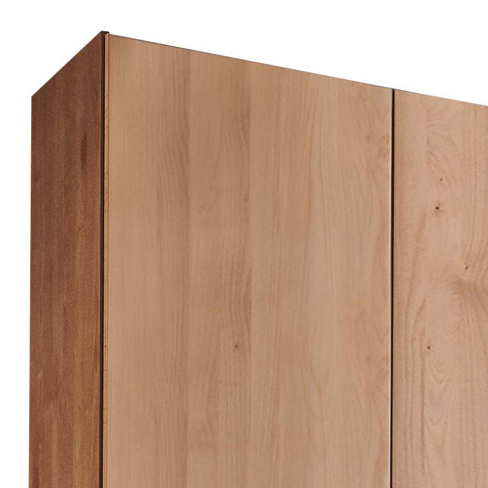 Oberer Eckbereich des teilmassiven Kleiderschranks aus Holz – Murray