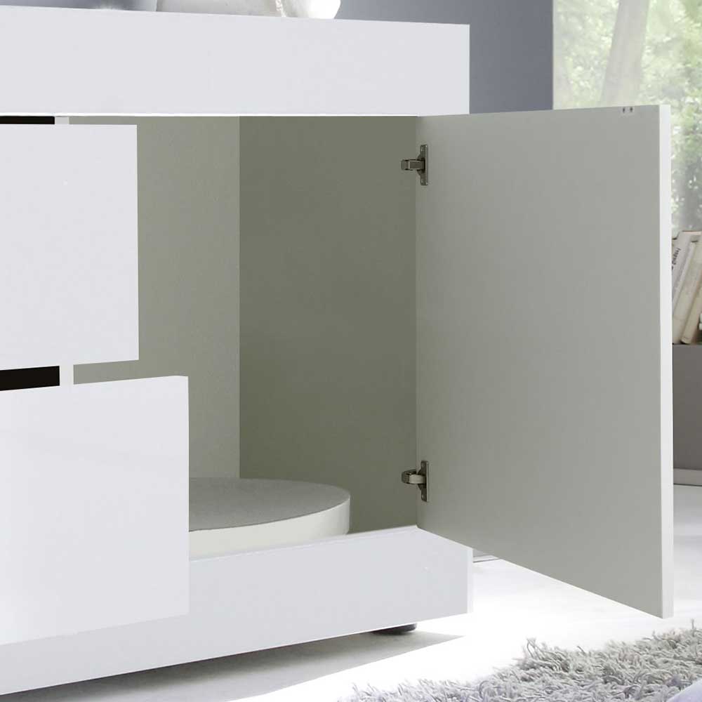 Weißes Hochglanz Lowboard für TV - Sogno