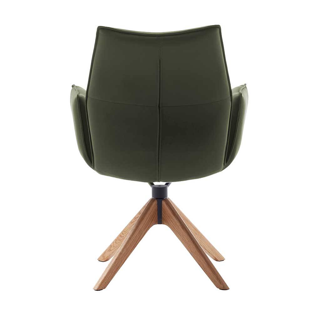 Leder-Armlehnenstühle in Oliv Grün - Fiamma (2er Set)