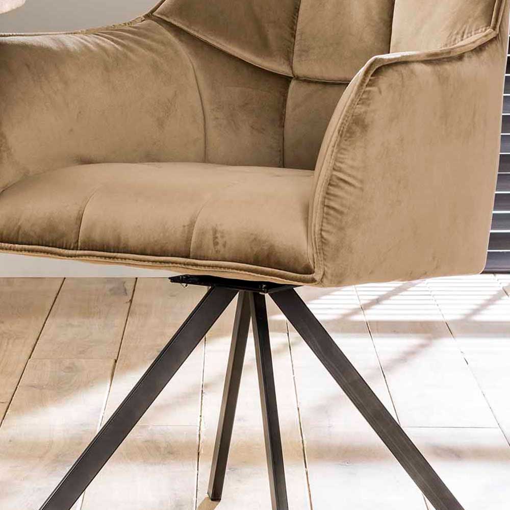 Esstischsessel aus Samt Beige - Zegovin (2er Set)
