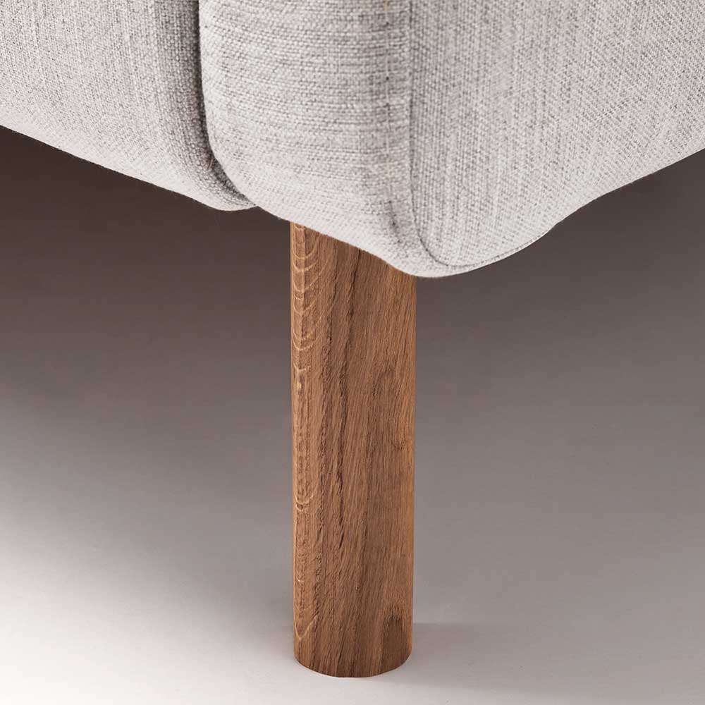 Elegantes Stoffbett in Hellgrau & Eiche - Yilton