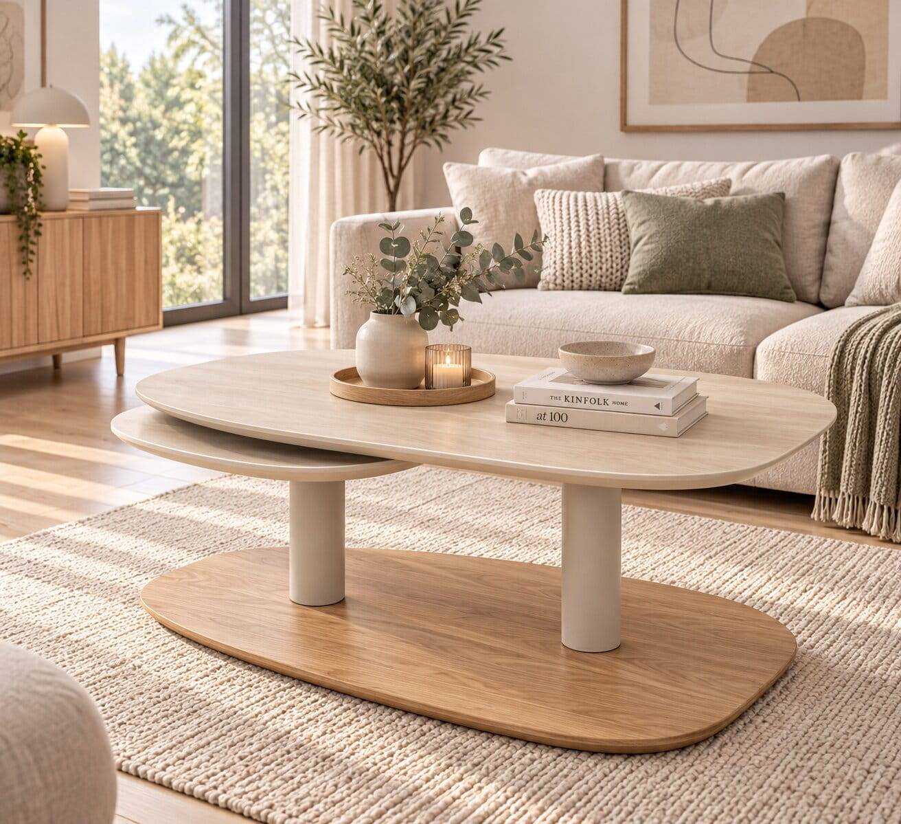 Design-Wohnzimmertisch mit zwei drehbaren Platten - Denmark