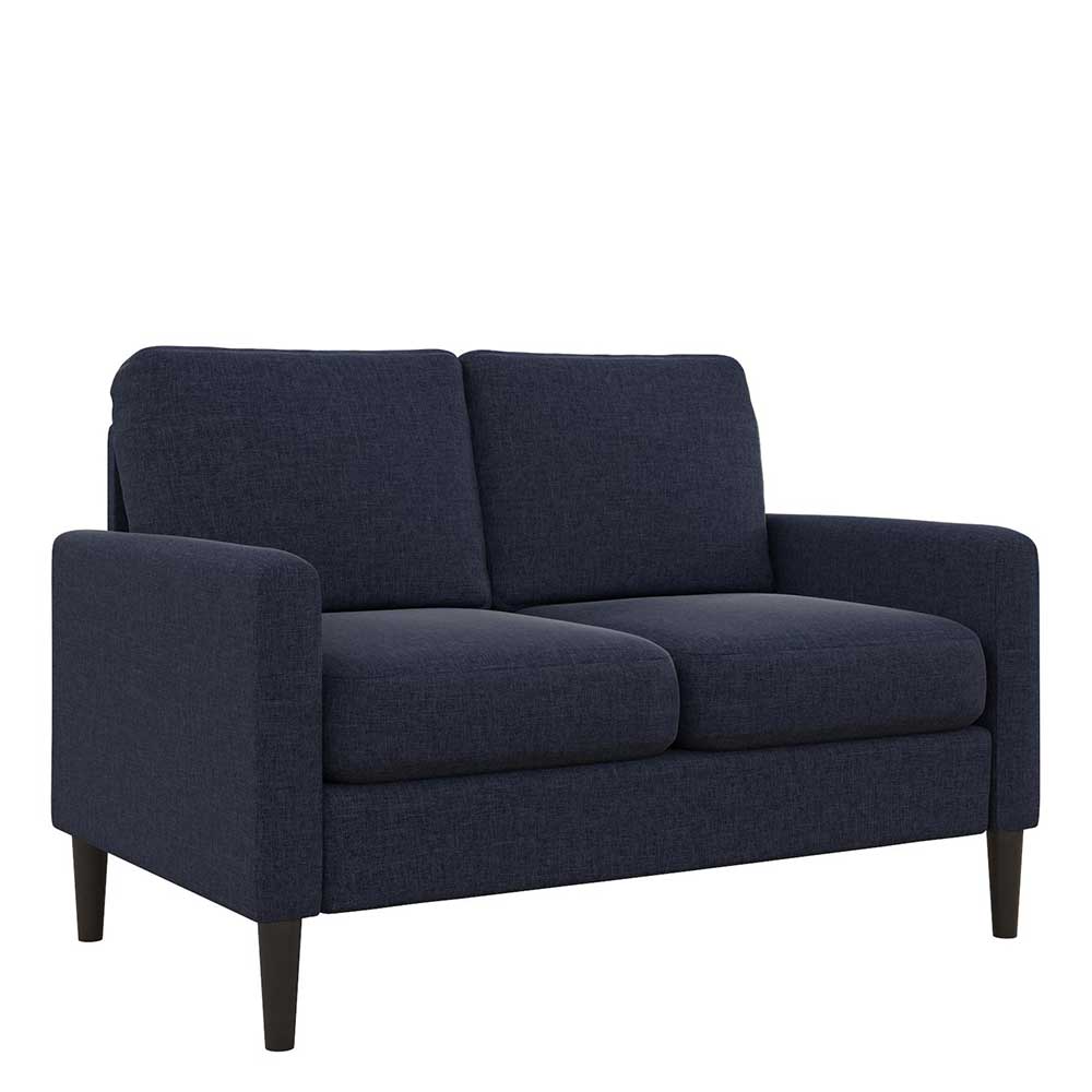 Zeitloses dunkelblaues Zweisitzer Sofa aus Stoff mit geraden Linien, ideal für moderne Wohnungen – Normandie