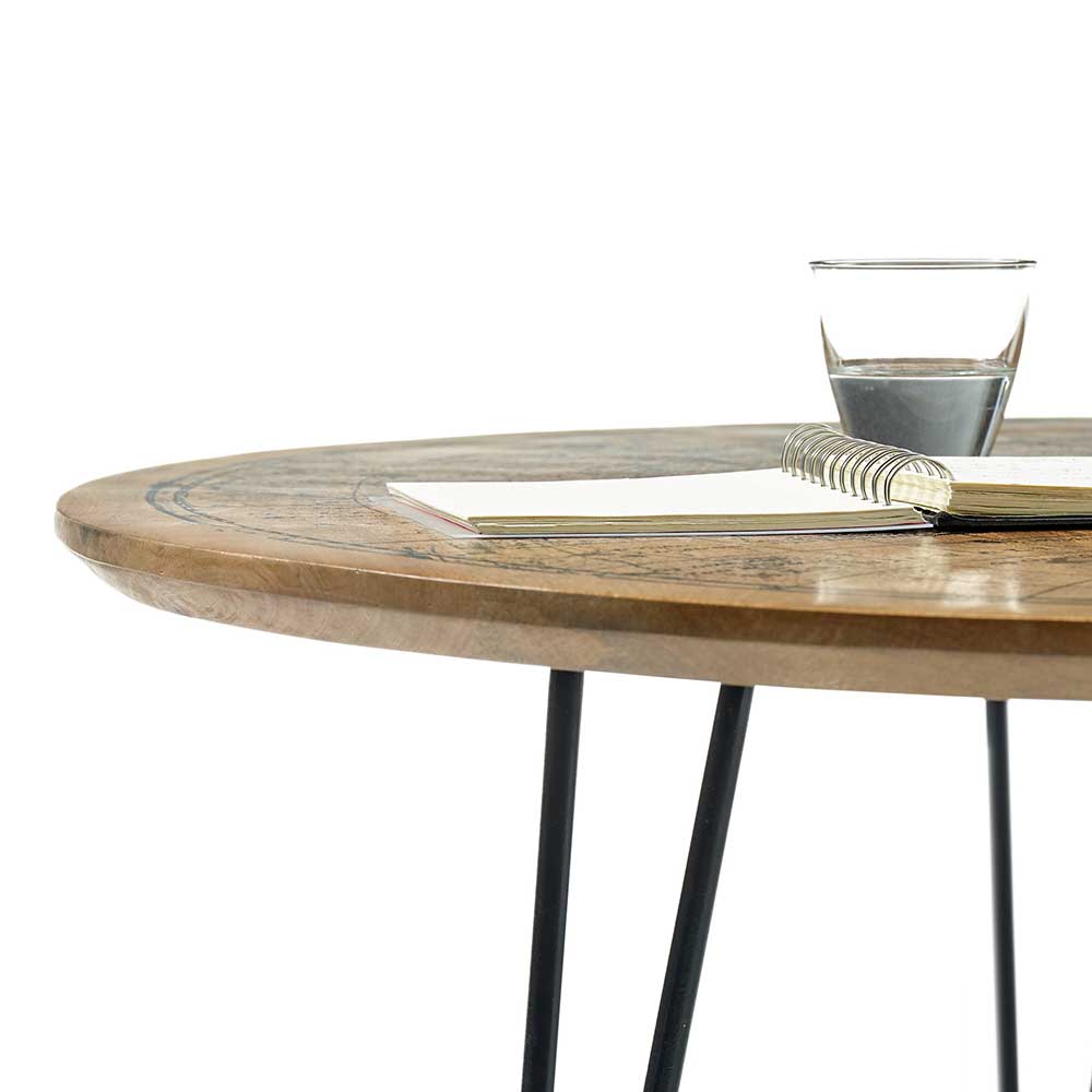 Runder Couchtisch mit Druck Weltkarte - Belvessa