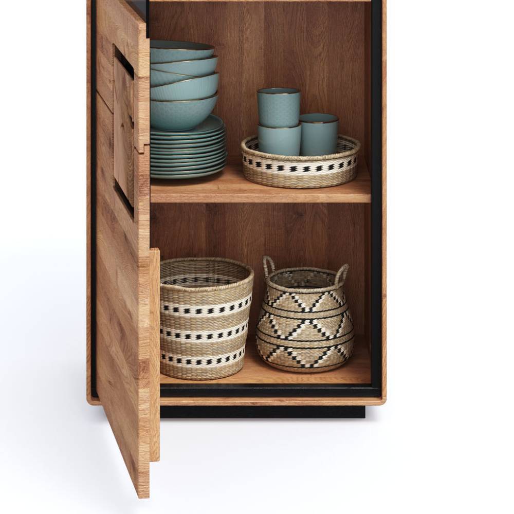 Wohnzimmer Vitrine mit Hirnholz Applikation - Shipper