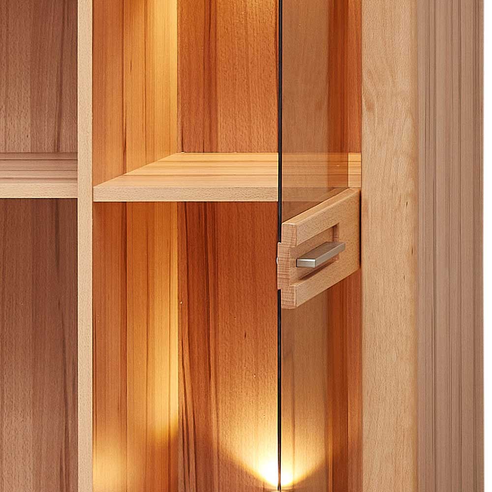 Wohnzimmervitrine aus Kernbuche mit LED - Amyonta