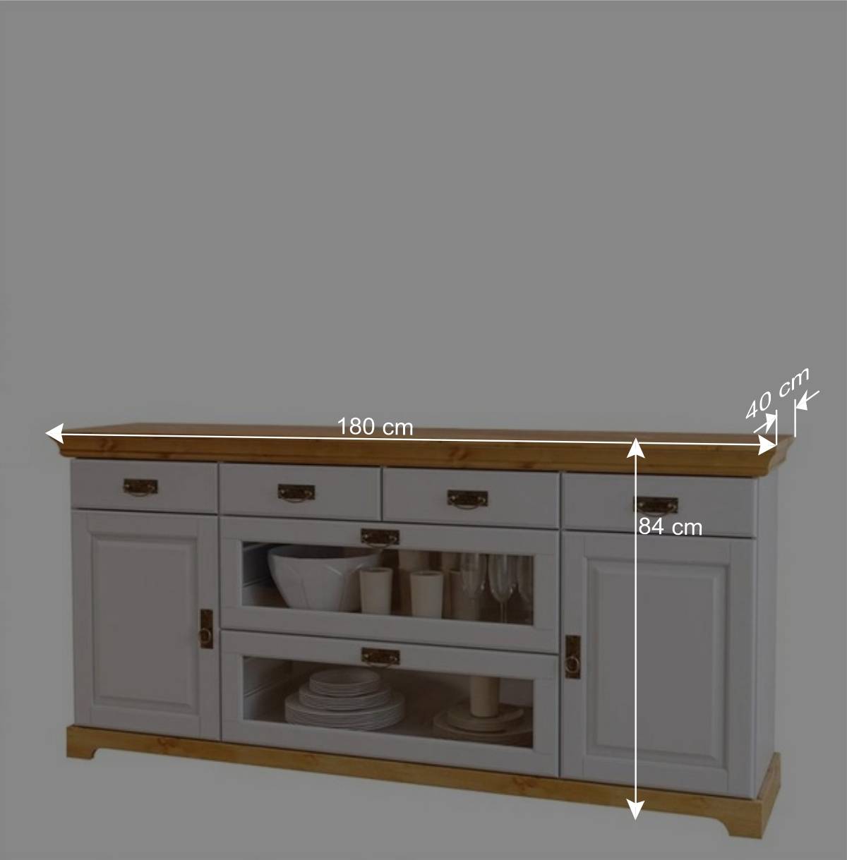 180x84x84 Moderne Anrichte in Weiß & Honig - Brasivon