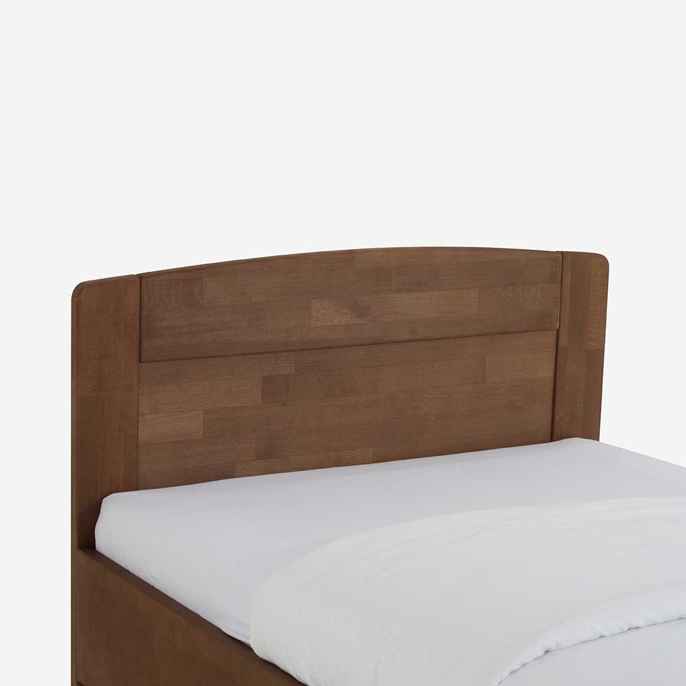 Komfort-Einzelbett Kienta aus Buche nussbaumfarben geölt