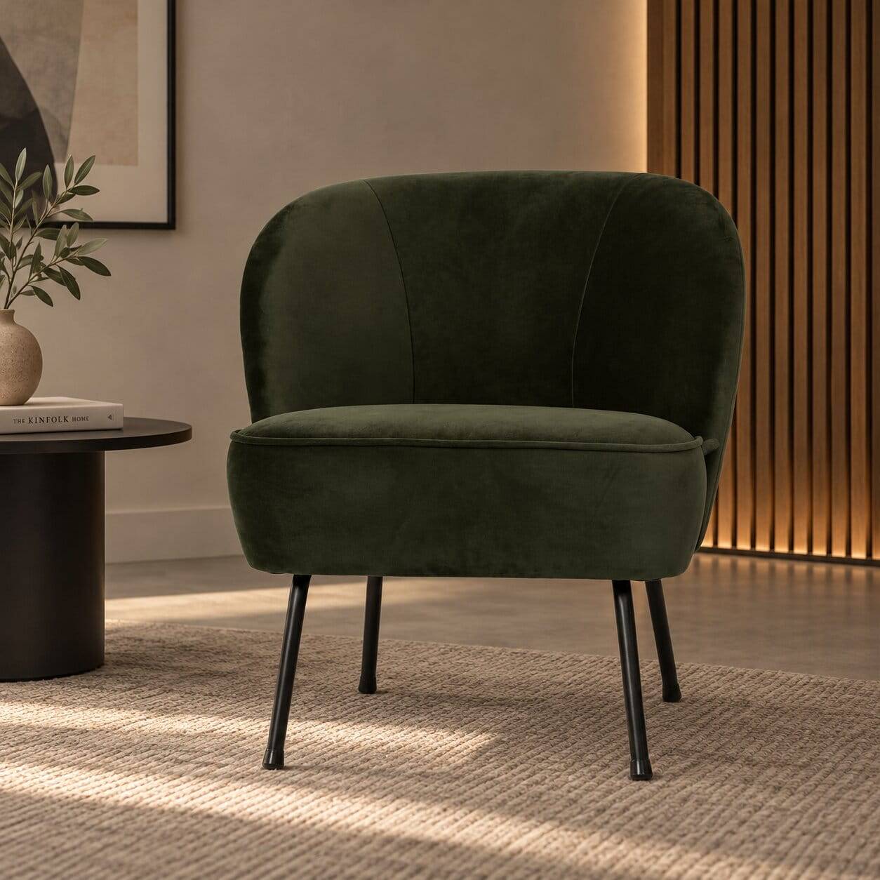 Lounge Sessel in Dunkelgrün Samt - Arletta