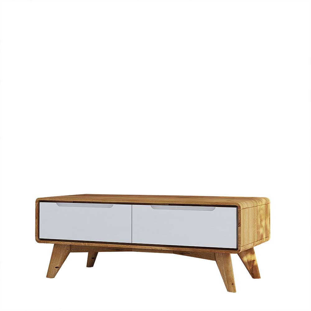 90x33x40 TV Unterschrank in Wildeiche mit Weiß - Diesta