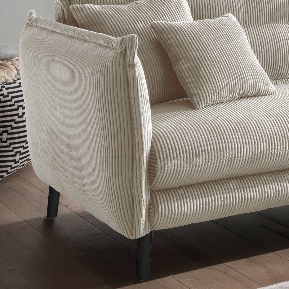 Ecksofa in Beige Cordbezug - Andrac